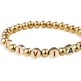 Custom Rainbow Letter Gold Disc Beaded Bracelet