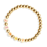 Custom Rainbow Letter Gold Disc Beaded Bracelet