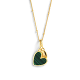 Malachite Heart Initial Necklace