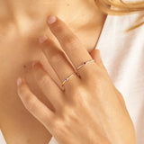 Minimalist Bezel-Set February Birthstone Stacking Band