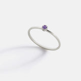 Minimalist Bezel-Set February Birthstone Stacking Band
