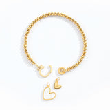 Mint Beaded Bracelet with Mother Of Pearl Initial Heart Charm