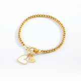 Mint Beaded Bracelet with Mother Of Pearl Initial Heart Charm