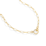 Pave Mint Paperclip Necklace