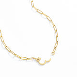 Mint Paperclip Textured Necklace