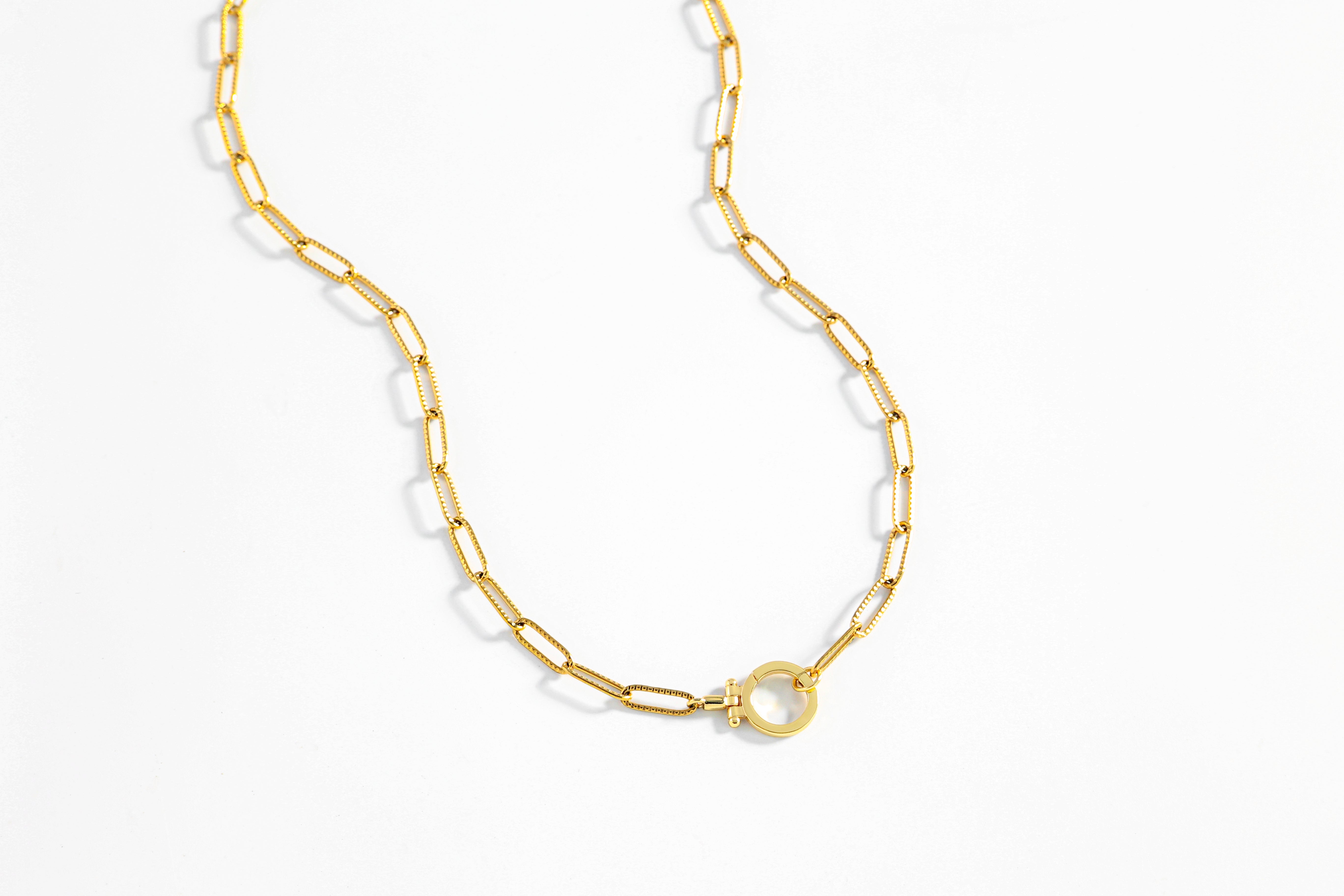Mint Paperclip Textured Necklace