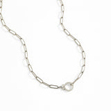 Mint Paperclip Textured Necklace
