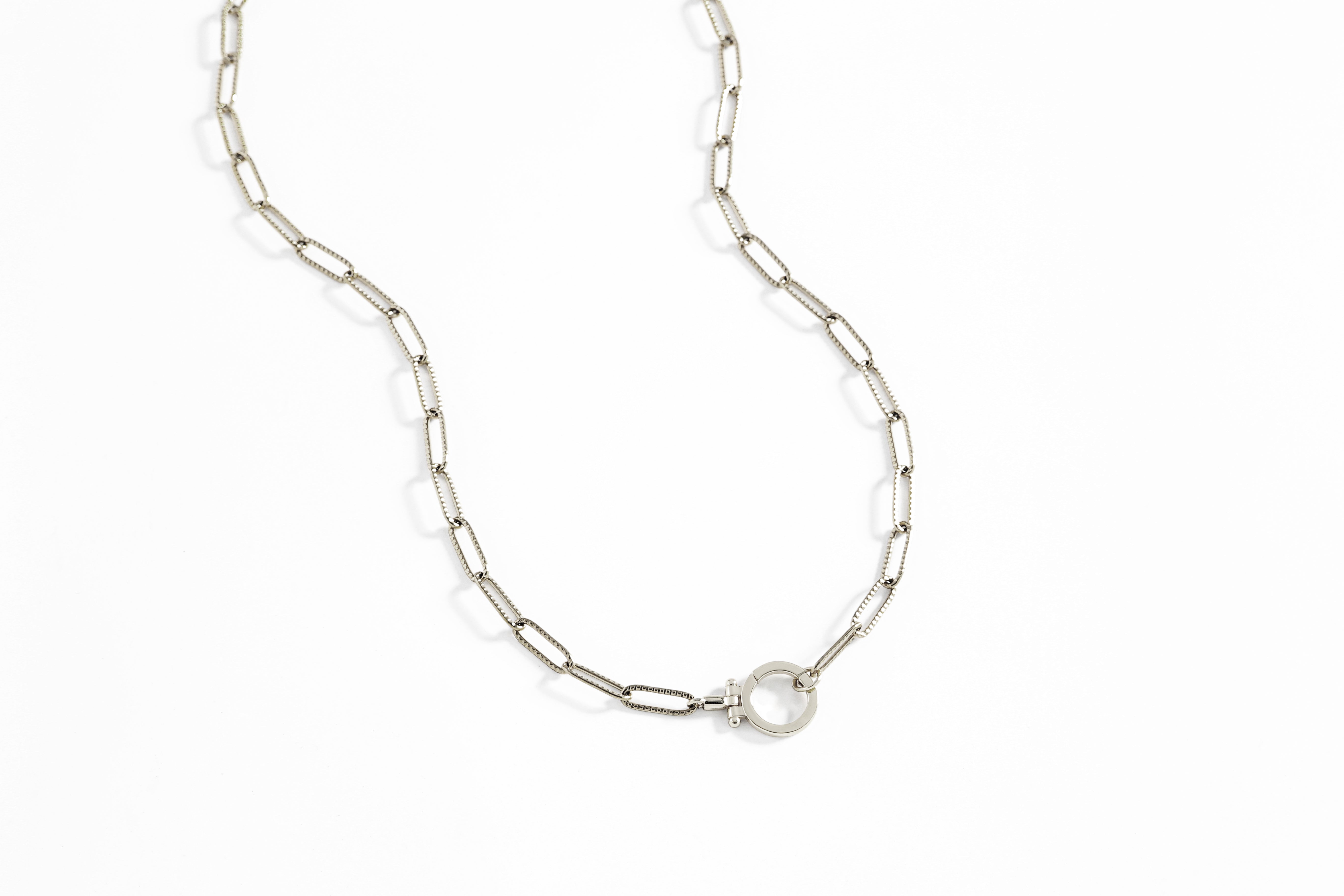 Mint Paperclip Textured Necklace