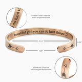 Beautiful Girl You Can Do Hard Things Cuff Bracelet
