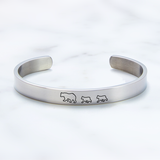 Mama Bear & Her Baby Bears Engraved Cuff Bracelet