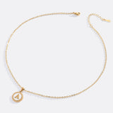 Mother of Pearl Disc Letter Necklace with Cable Chain