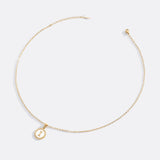 Mother of Pearl Disc Letter Necklace with Cable Chain