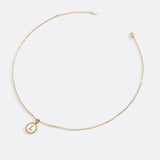 Mother of Pearl Disc Letter Necklace with Cable Chain