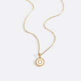 Mother of Pearl Disc Letter Necklace with Cable Chain