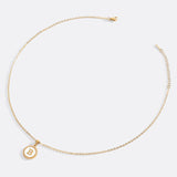 Mother of Pearl Disc Letter Necklace with Cable Chain