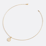 Mother of Pearl Disc Letter Necklace with Cable Chain
