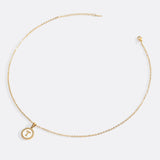Mother of Pearl Disc Letter Necklace with Cable Chain