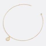 Mother of Pearl Disc Letter Necklace with Cable Chain