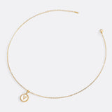 Mother of Pearl Disc Letter Necklace with Cable Chain
