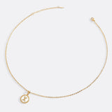 Mother of Pearl Disc Letter Necklace with Cable Chain