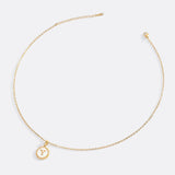 Mother of Pearl Disc Letter Necklace with Cable Chain