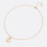 Mother of Pearl Disc Letter Necklace with Cable Chain
