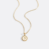 Mother of Pearl Disc Letter Necklace with Cable Chain
