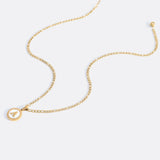 Mother of Pearl Disc Letter Necklace with Figaro Chain
