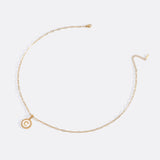 Mother of Pearl Disc Letter Necklace with Paperclip Chain