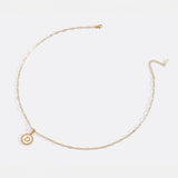 Mother of Pearl Disc Letter Necklace with Paperclip Chain