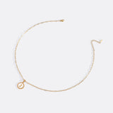 Mother of Pearl Disc Letter Necklace with Paperclip Chain