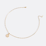 Mother of Pearl Disc Letter Necklace with Paperclip Chain