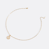 Mother of Pearl Disc Letter Necklace with Paperclip Chain