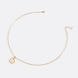 Mother of Pearl Disc Letter Necklace with Paperclip Chain