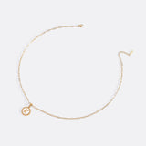 Mother of Pearl Disc Letter Necklace with Paperclip Chain