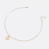 Mother of Pearl Disc Letter Necklace with Paperclip Chain