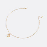 Mother of Pearl Disc Letter Necklace with Paperclip Chain