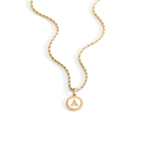 Mother of Pearl Disc Letter Necklace with Rope Chain