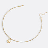 Mother of Pearl Disc Letter Necklace with Rope Chain
