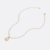 Mother of Pearl Disc Letter Necklace with Twist Chain