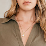 Mother of Pearl Disc Letter Necklace with Twist Chain