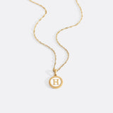 Mother of Pearl Disc Letter Necklace with Twist Chain