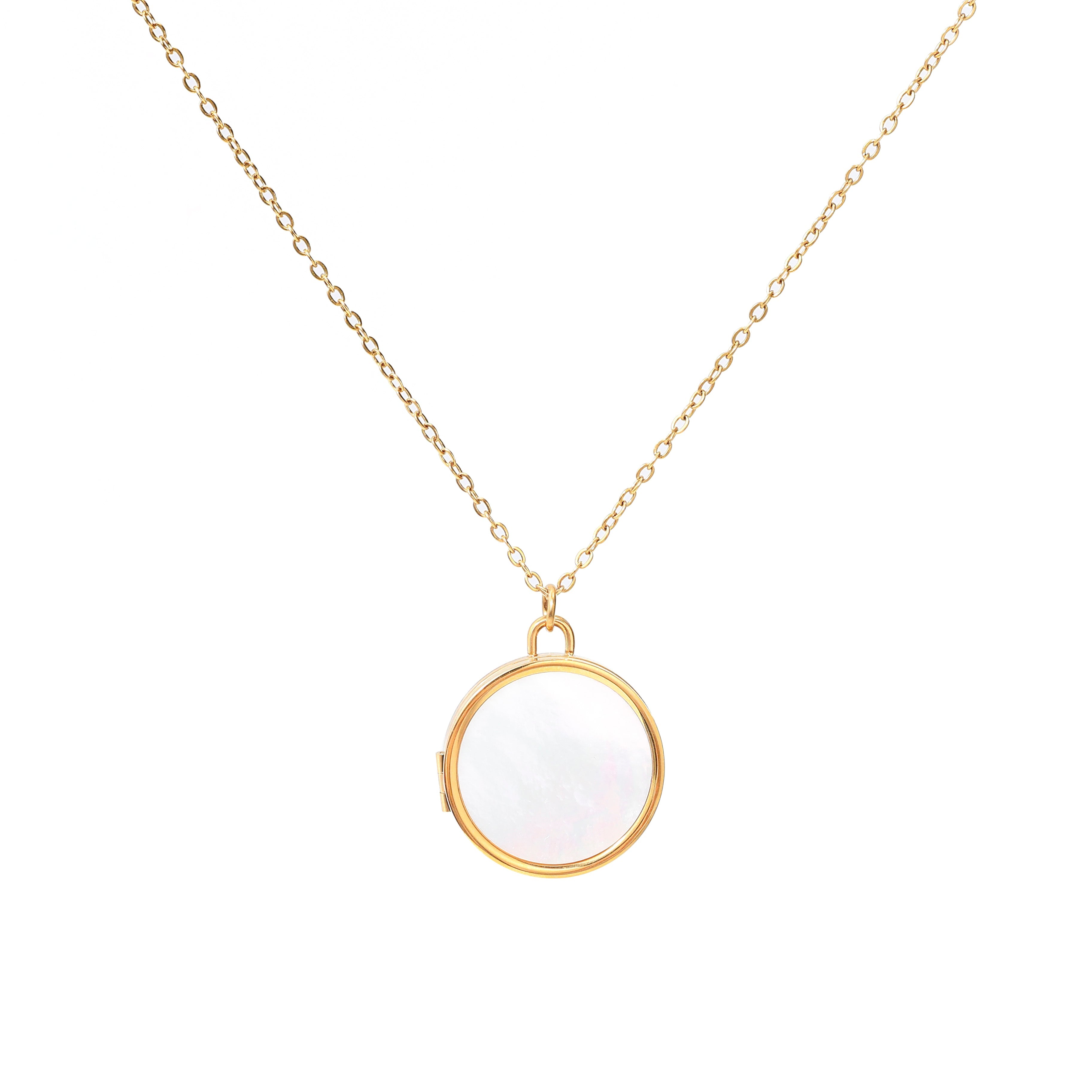 Mother of Pearl Locket Necklace