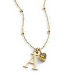 Droplet Birthstone & Initial Necklace