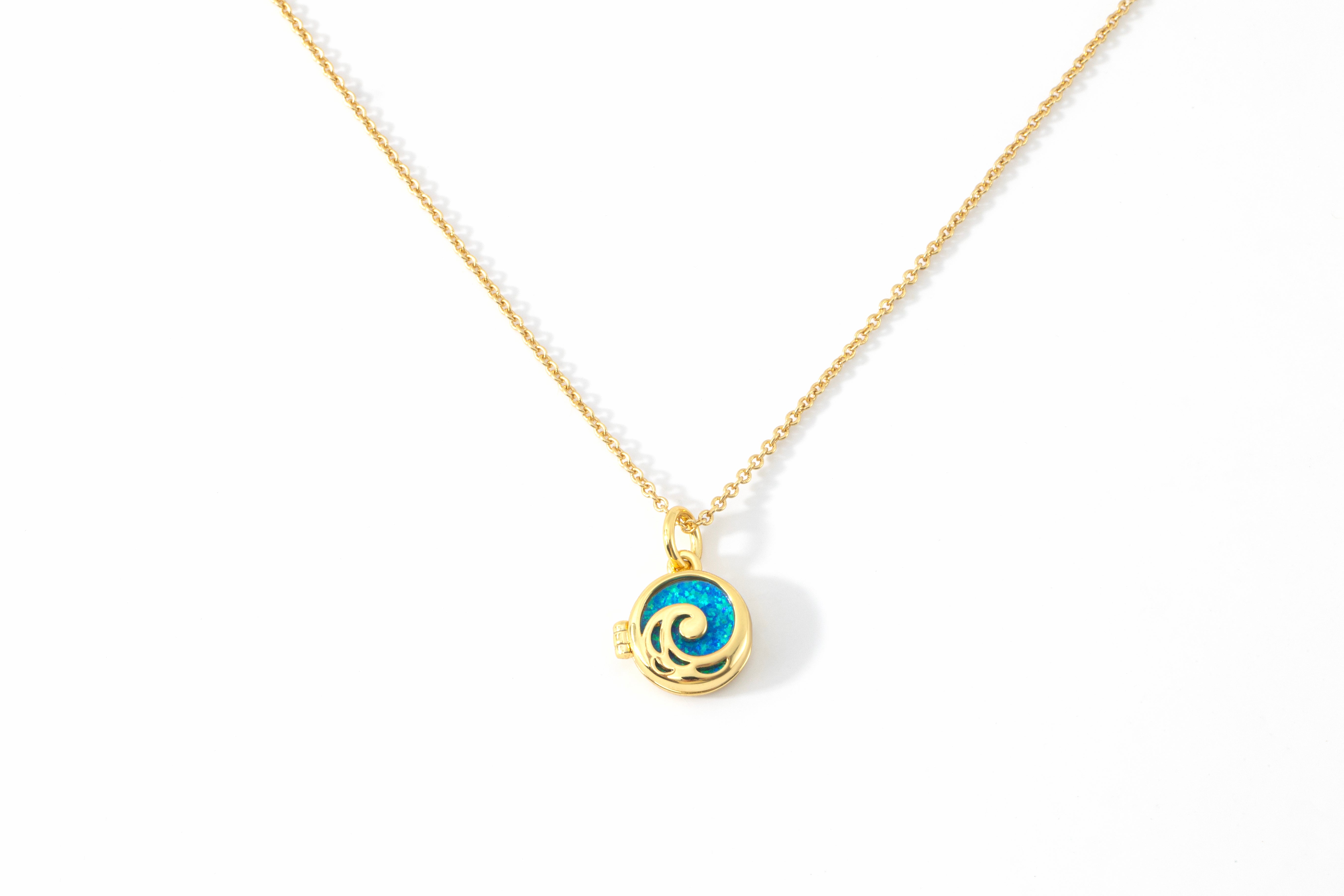 Opal Ocean Wave Locket Necklace