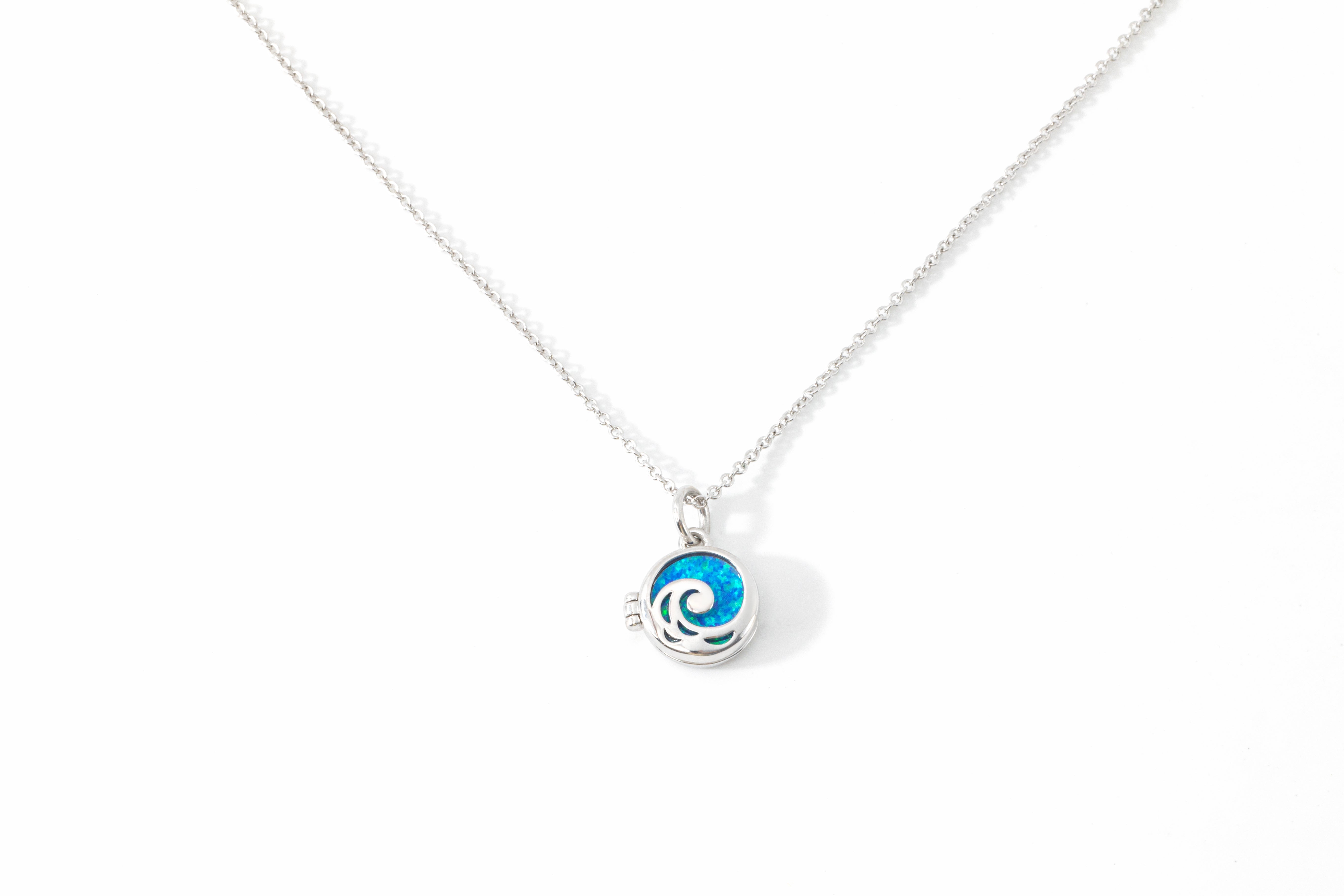 Opal Ocean Wave Locket Necklace