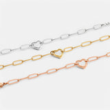 Open Heart Paperclip Chain Bracelet
