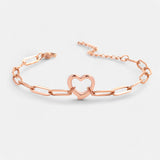 Open Heart Paperclip Chain Bracelet