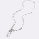 Pave Initial Pendant Necklace with Paperclip Chain