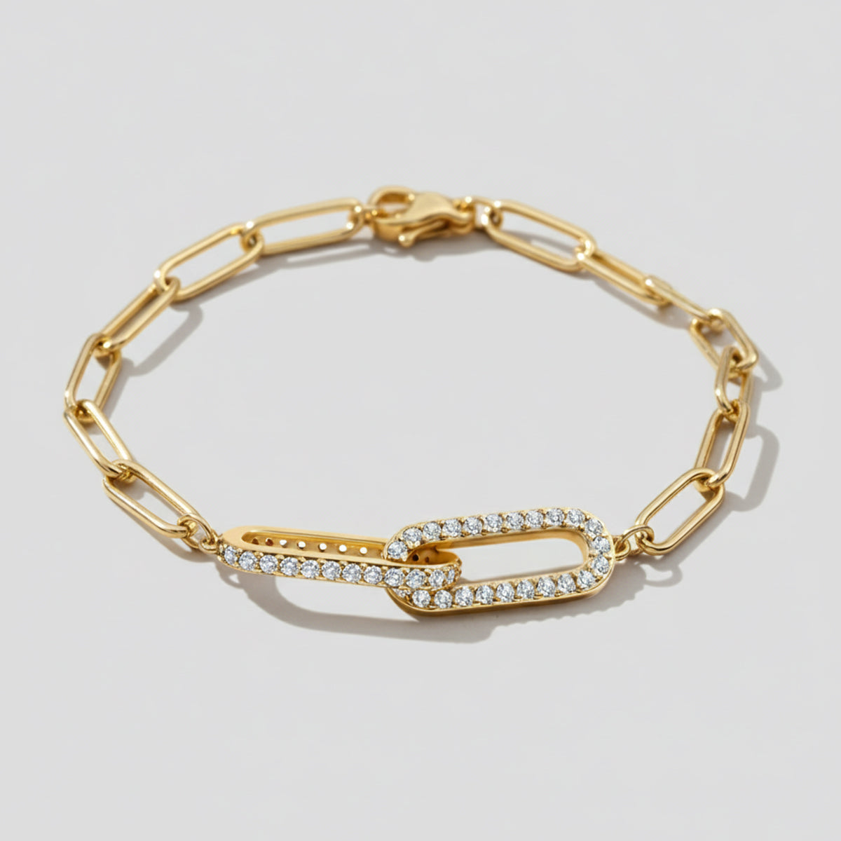 Pave Paperclip Chain Bracelet